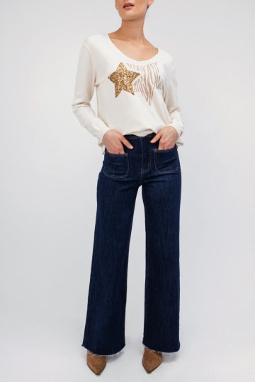 Μπλούζα  εκρού με σχέδιο αστέρι - 