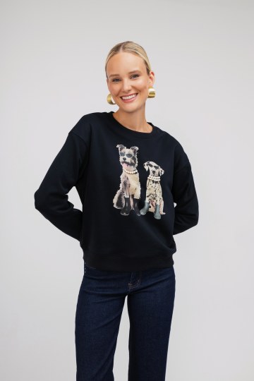 Μπλούζα -Φούτερ μαύρο με σχέδιο σκυλάκια