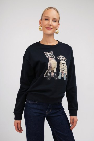 Μπλούζα -Φούτερ μαύρο με σχέδιο σκυλάκια - 