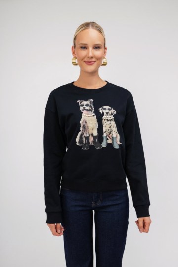 Μπλούζα -Φούτερ μαύρο με σχέδιο σκυλάκια - 