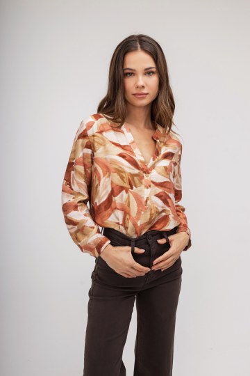 Πουκάμισο πορτοκαλί εμπριμέ