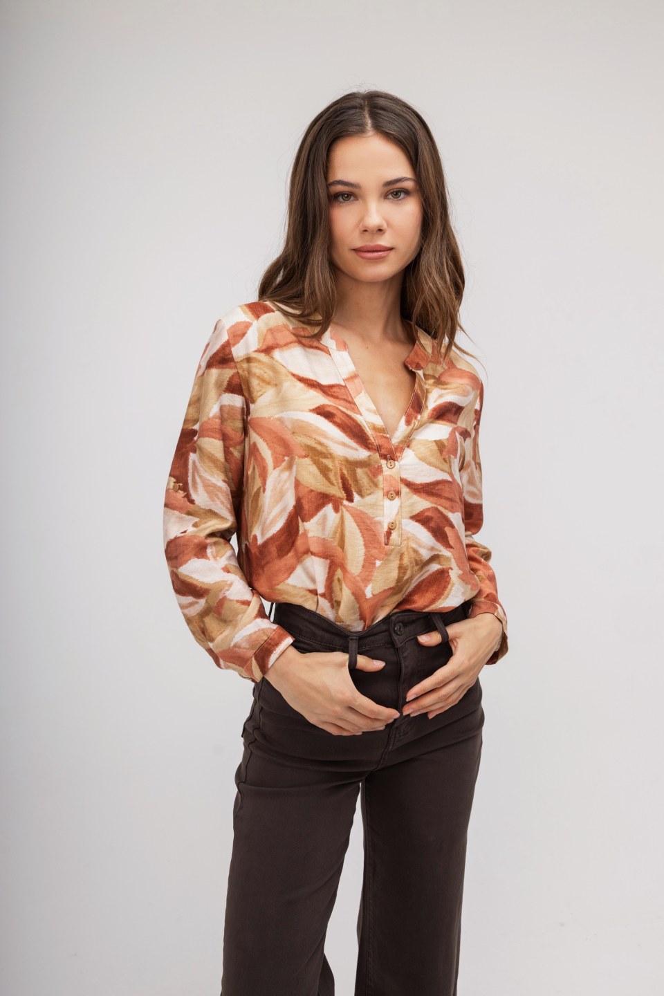 Πουκάμισο πορτοκαλί εμπριμέ