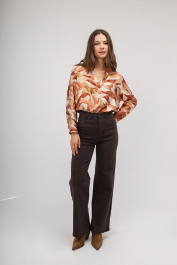 Τζιν Παντελόνι καφέ wide leg - 