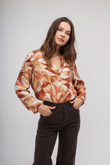 Πουκάμισο πορτοκαλί εμπριμέ - 