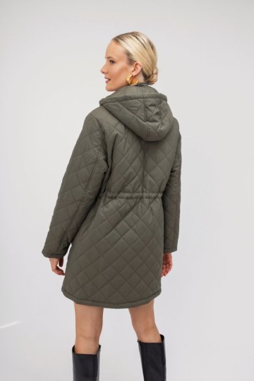 Μπουφάν χακί με φερμουάρ και κουκούλα - 