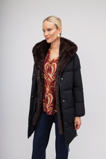 Μπουφάν μαύρο με οικολογικη γούνα εσωτερικά - 