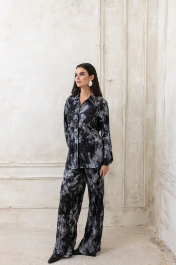 Σετ ριχτό πλισέ μαύρο - 