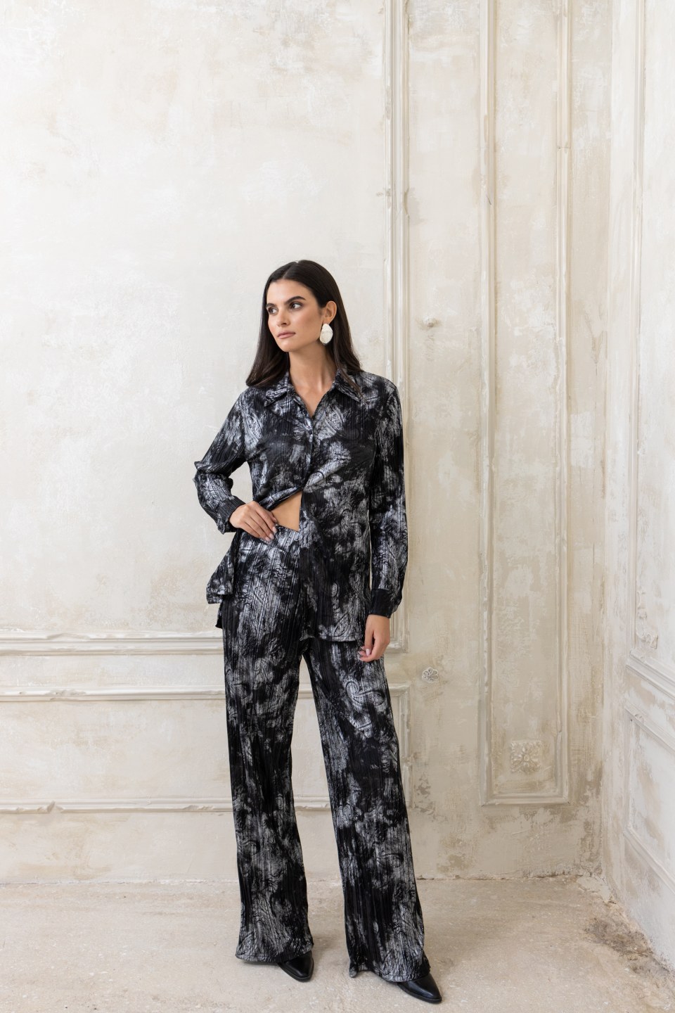 Σετ ριχτό πλισέ μαύρο