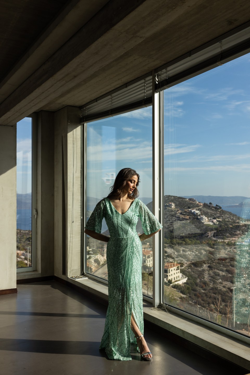 Φόρεμα με σχέδια από παγιέτα μέντα 