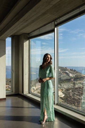 Φόρεμα με σχέδια από παγιέτα μέντα  - 