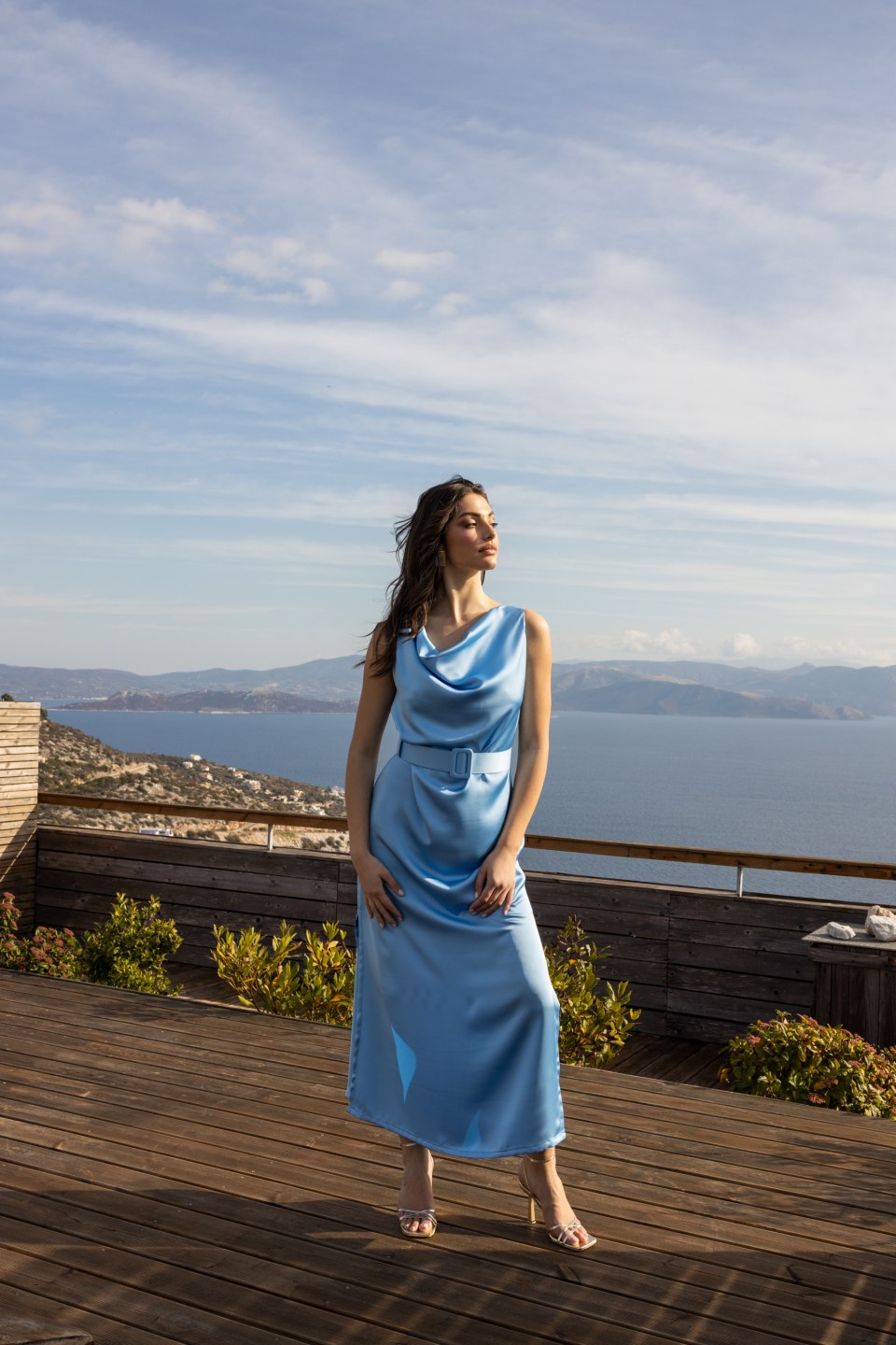  Φόρεμα αμάνικο γαλάζιο