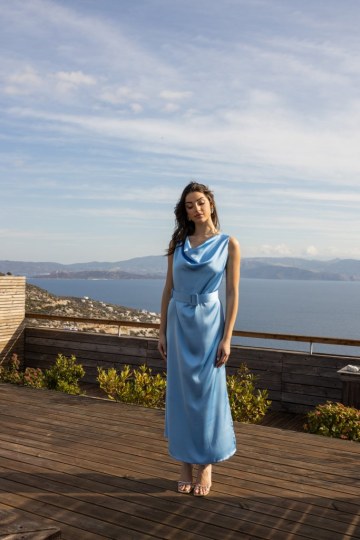  Φόρεμα αμάνικο γαλάζιο - 