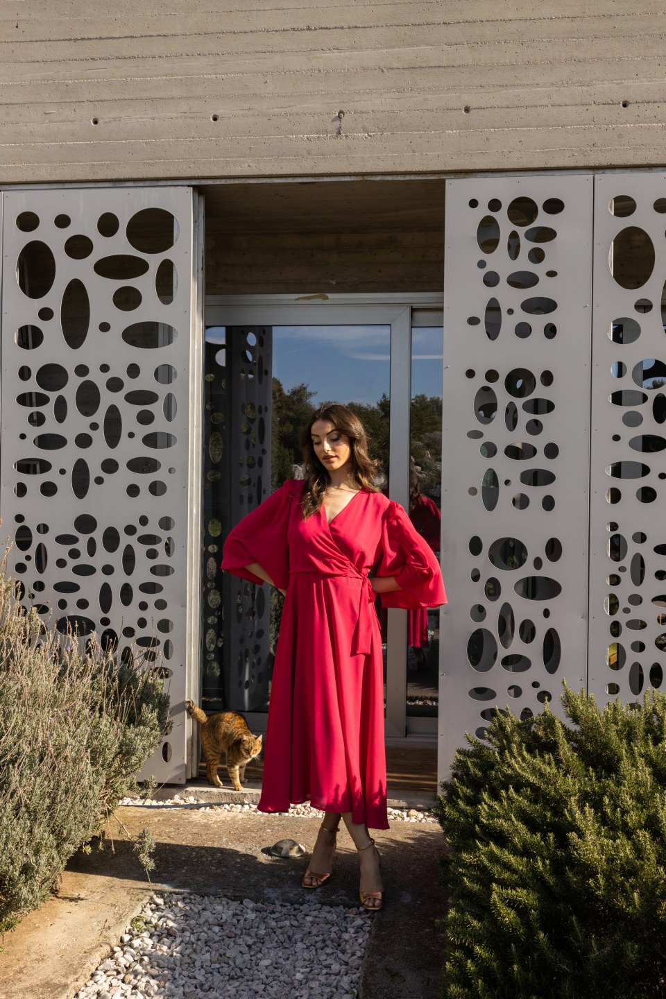 Φόρεμα κρουαζέ μονόχρωμο