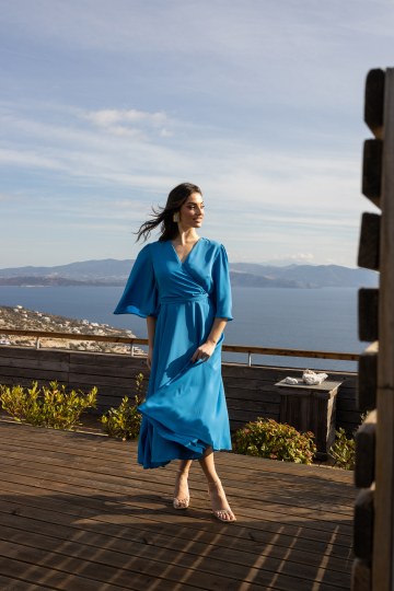 Φόρεμα κρουαζέ μονόχρωμο