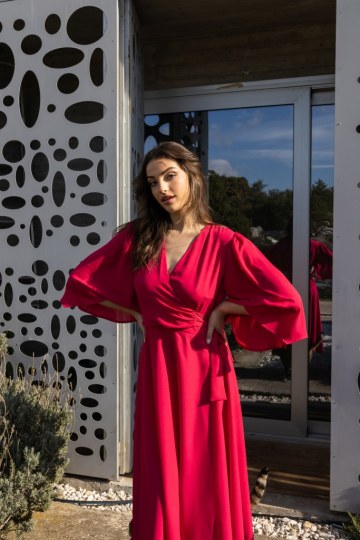 Φόρεμα κρουαζέ μονόχρωμο - 