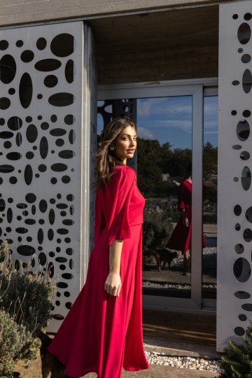 Φόρεμα κρουαζέ μονόχρωμο - 