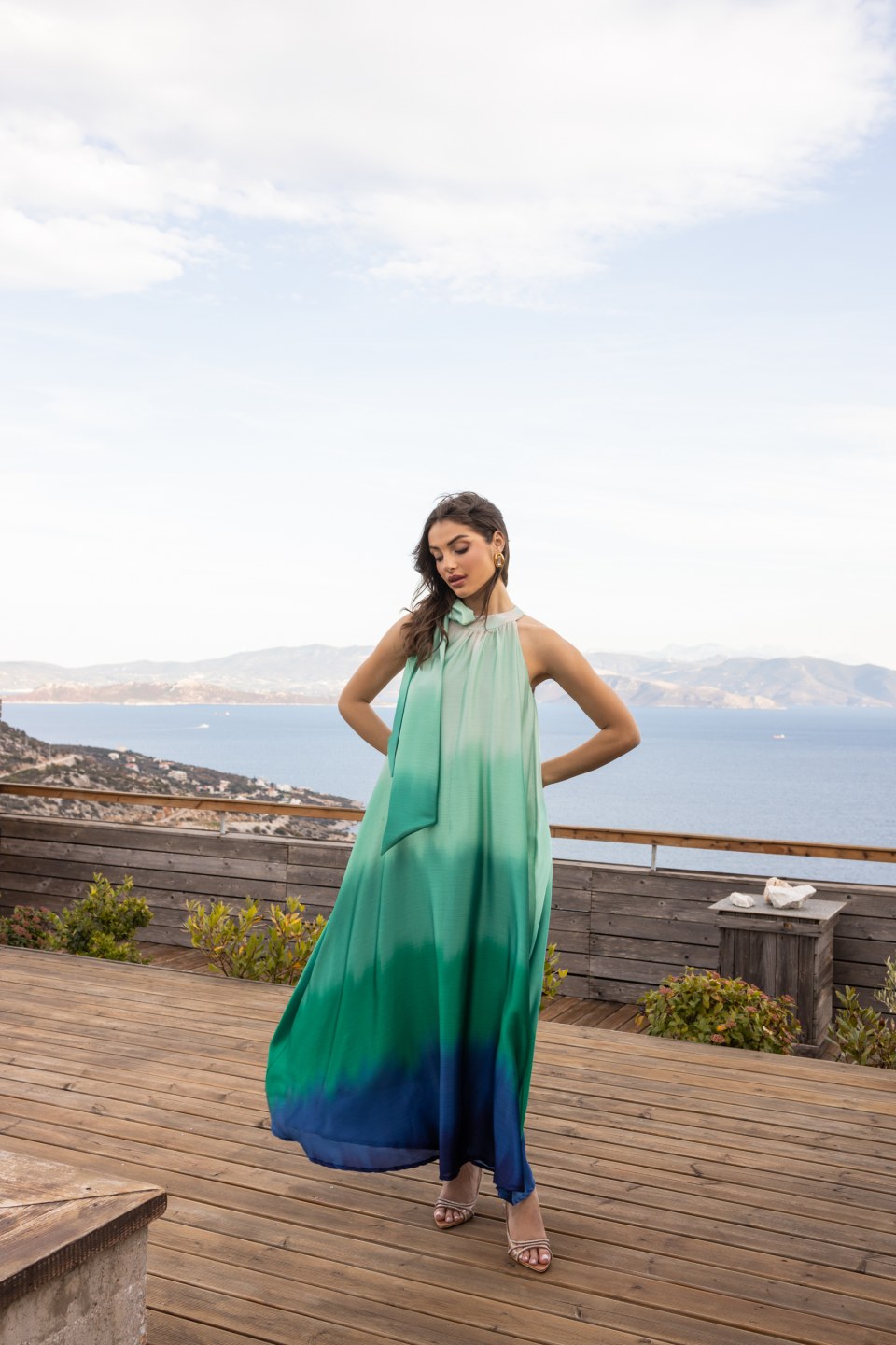 Φόρεμα αμάνικο αέρινο πράσινο