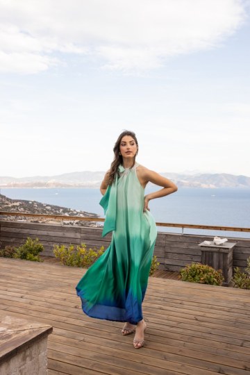 Φόρεμα αμάνικο αέρινο πράσινο - 