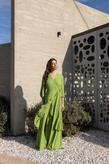 Φόρεμα maxi κρουαζέ πράσινο - 