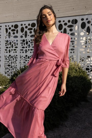 Φόρεμα maxi κρουαζέ σάπιο μήλο - 