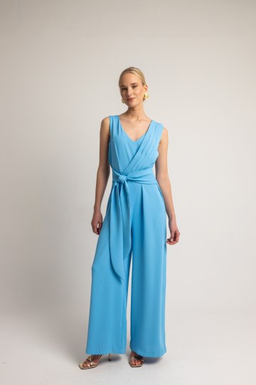 Φόρμα ολόσωμη με ζώνη γαλάζια