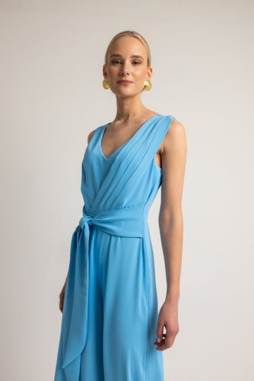 Φόρμα ολόσωμη με ζώνη γαλάζια - 