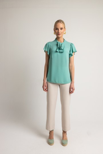 Παντελόνι γραφείου με λάστιχο πίσω εκρού