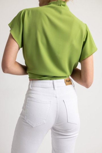 Παντελόνι τζιν mom fit άσπρο - 