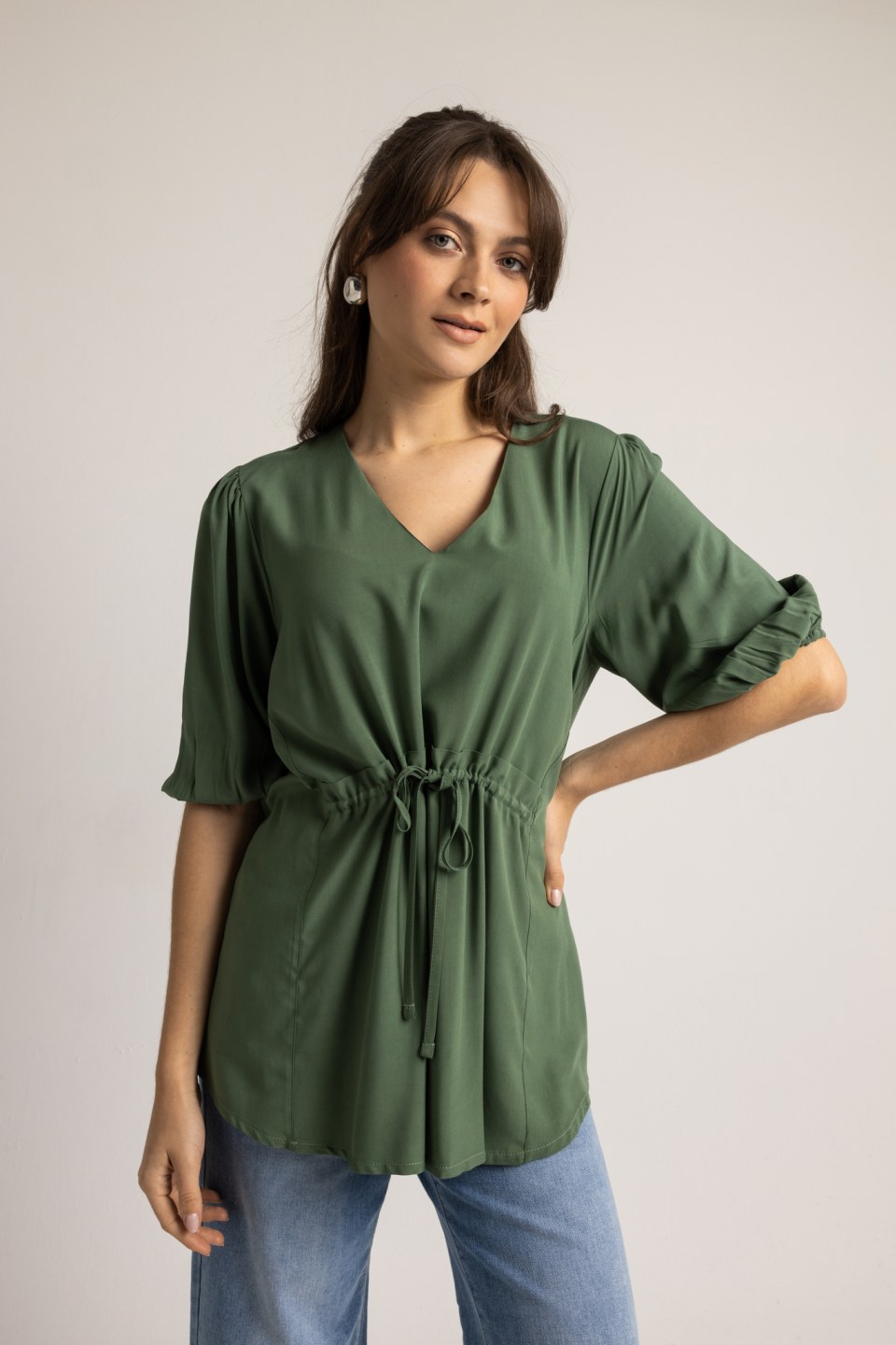 Μπλούζα αέρινη λαδί