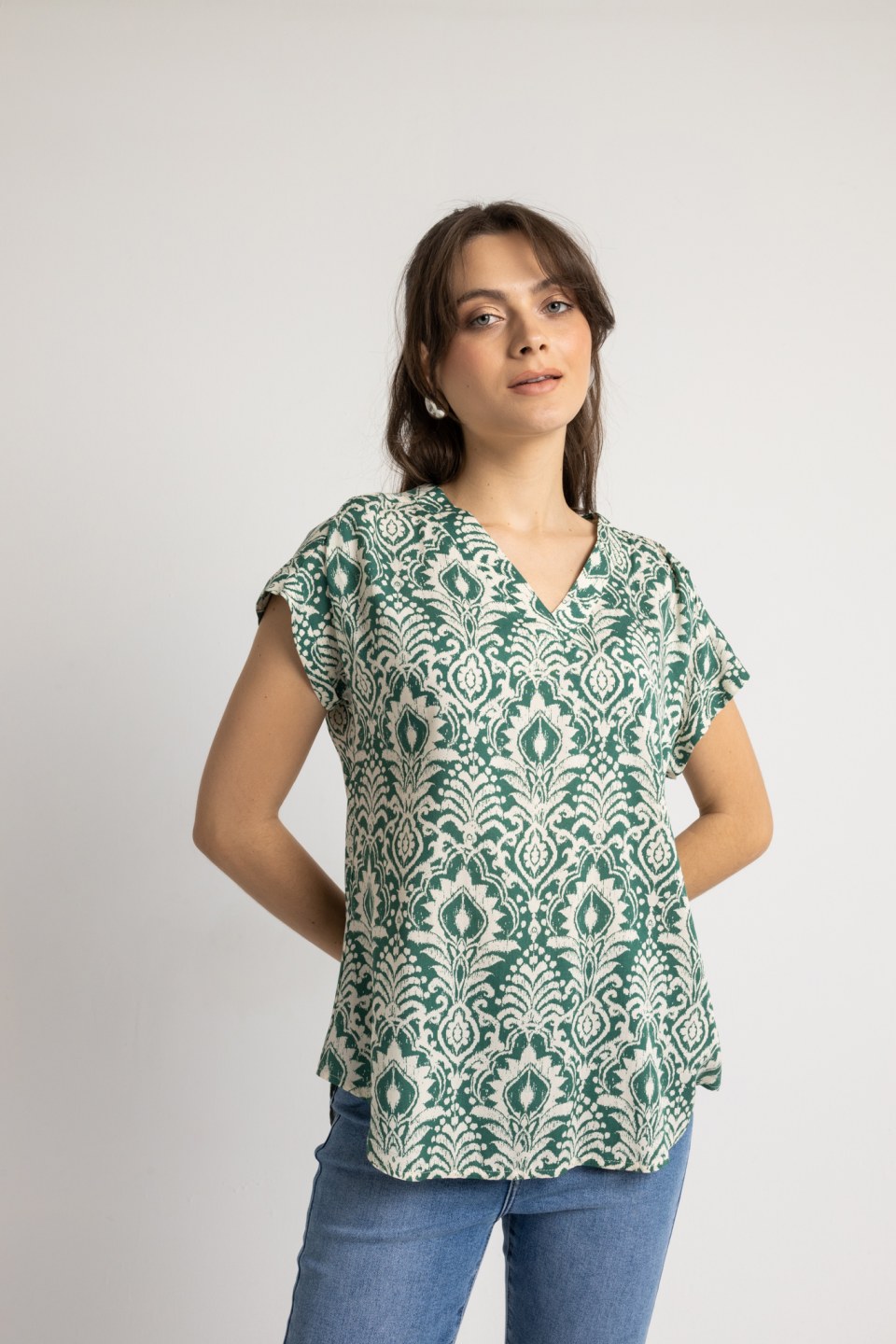 Μπλούζα εμπριμέ πράσινη