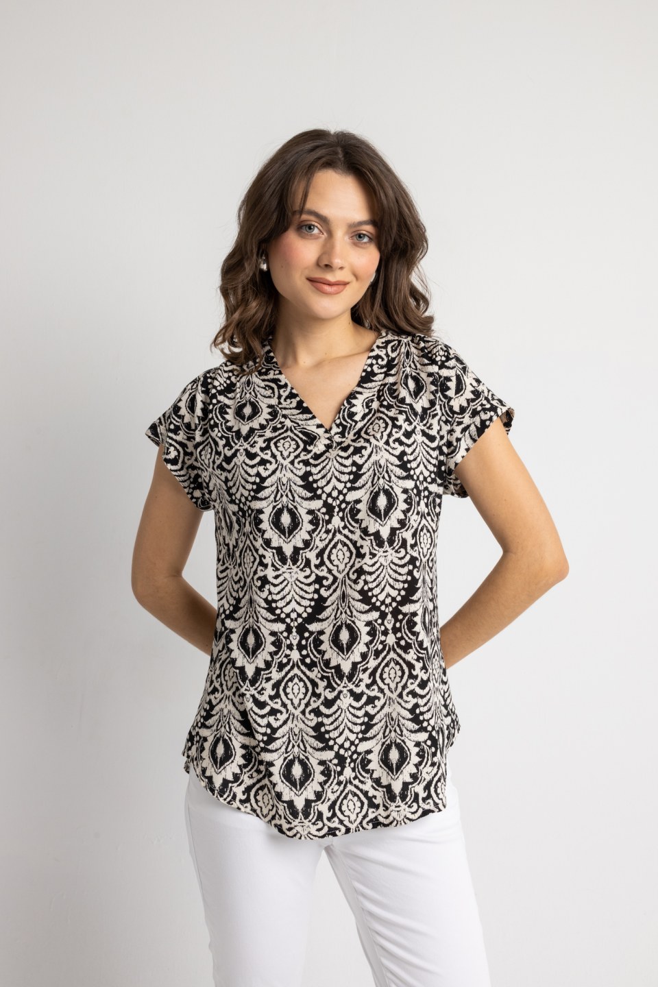 Μπλούζα εμπριμέ μαύρη