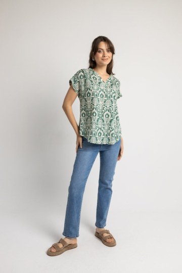 Μπλούζα εμπριμέ πράσινη - 