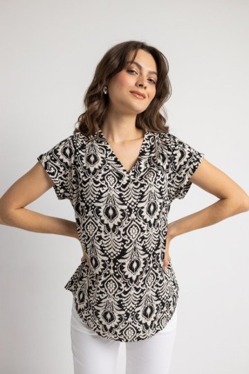 Μπλούζα εμπριμέ μαύρη - 