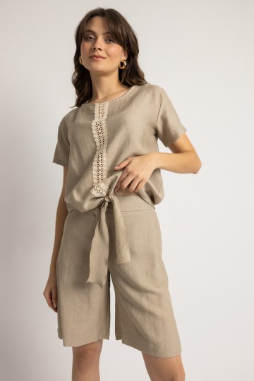 Παντελόνι βερμούδα σκούρο μπεζ