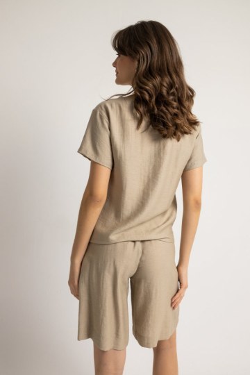 Μπλούζα με ιδιαίτερη λεπτομέρεια στο κέντρο μπεζ - 