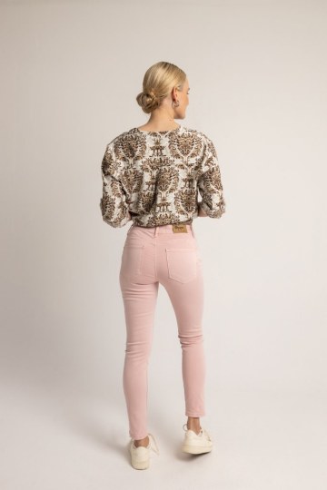 Παντελόνι τζιν σε στενή γραμμή απαλό ροζ - 