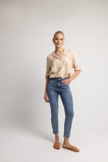 Παντελόνι τζιν mom fit μπλε 