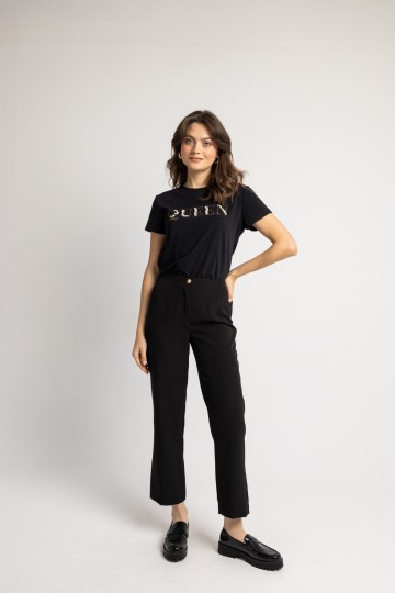 Παντελόνι γραφείου με λάστιχο πίσω μαύρο