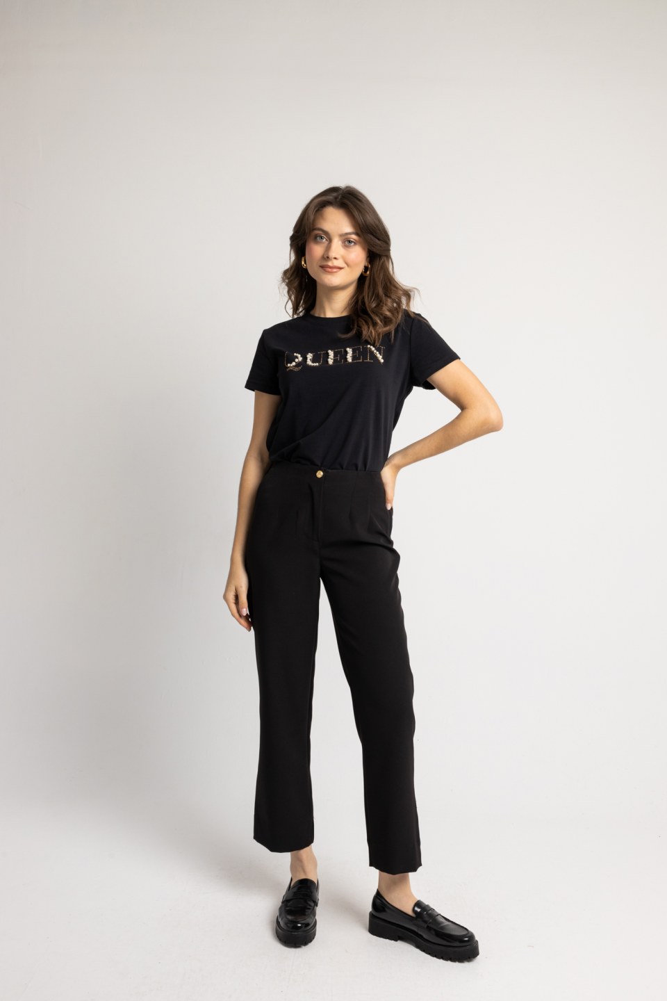 Παντελόνι γραφείου με λάστιχο πίσω μαύρο