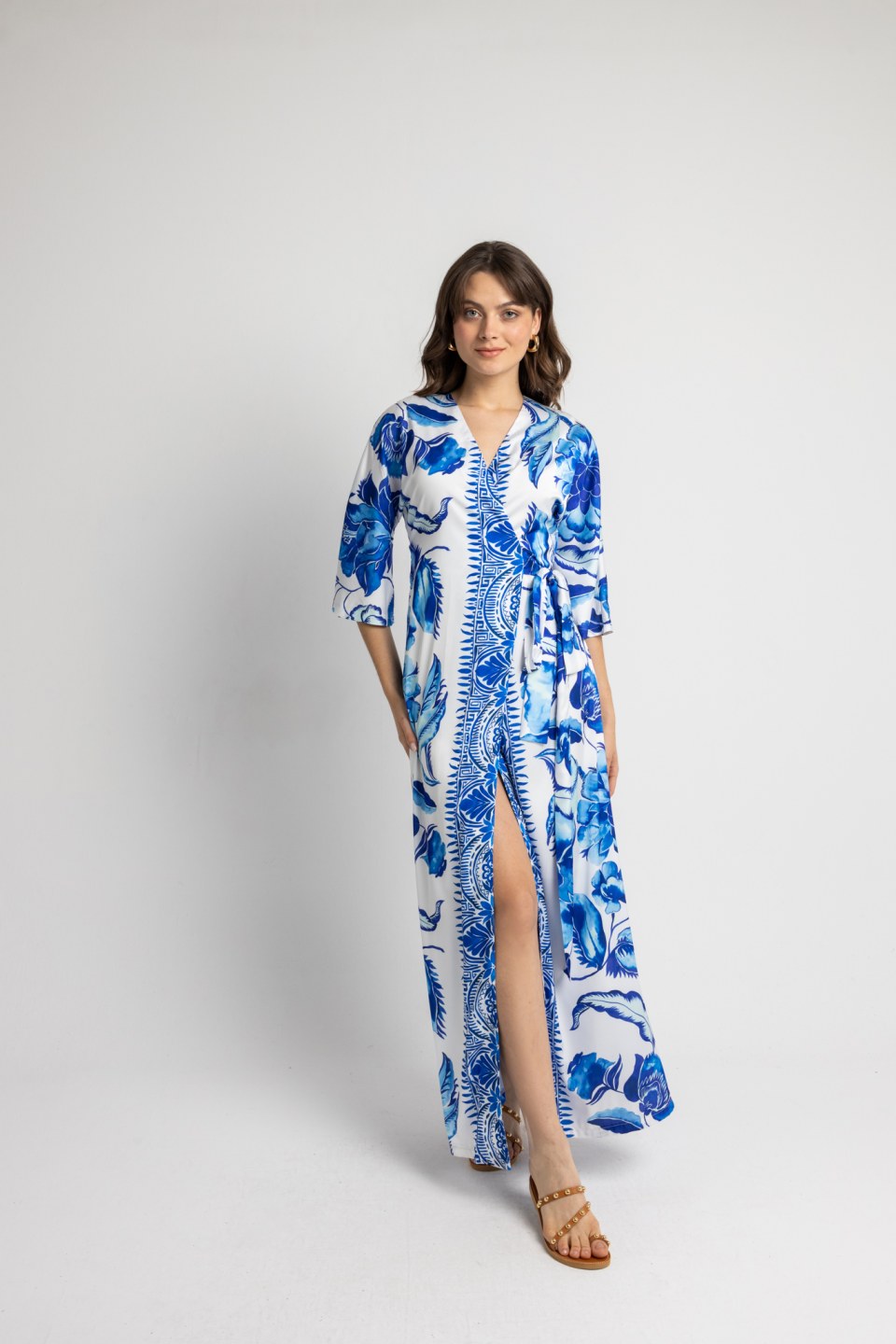 Φόρεμα με floral σχέδια γαλάζιο