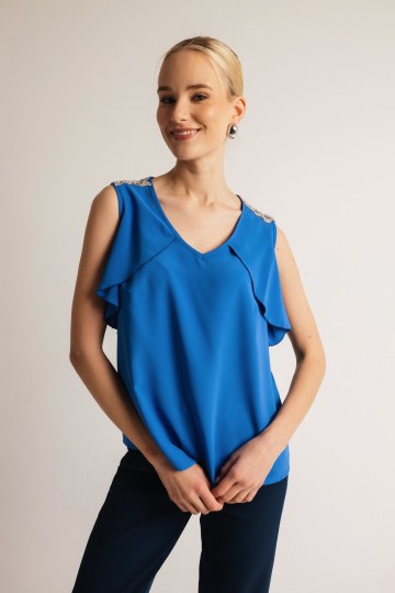 Μπλούζα αμάνικη με ασημένιες λεπτομέρειες στους ώμους ρουά