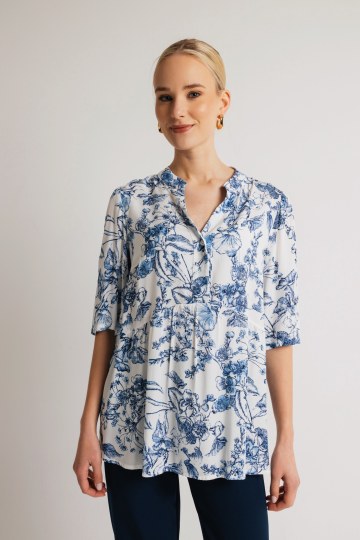 Μπλούζα με floral σχέδια γαλάζια