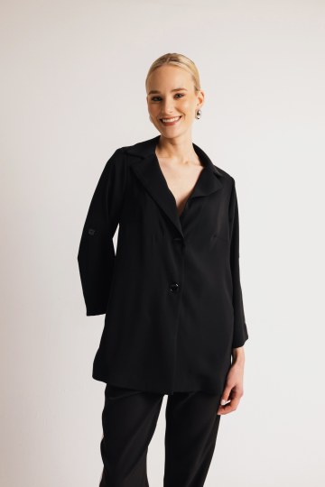 Σακάκι με δύο μπροστινά κουμπιά μαύρο