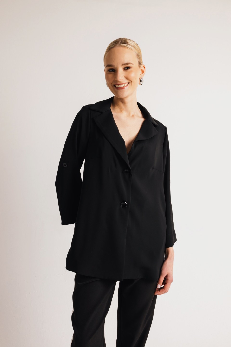 Σακάκι με δύο μπροστινά κουμπιά μαύρο