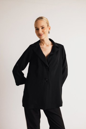 Σακάκι με δύο μπροστινά κουμπιά μαύρο - 