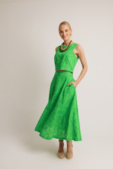 Σετ μπροντερί αμάνικο πράσινο