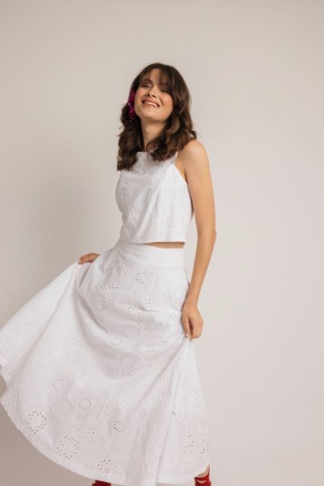 Σετ μπροντερί αμάνικο λευκό - 