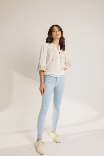 Παντελόνι τζιν σε στενή γραμμή γαλάζιο - 