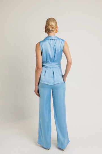 Παντελόνι σατέν με λάστιχο στο πίσω μέρος γαλάζιο - 