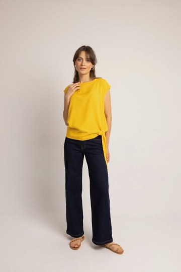 Μπλούζα αμάνικη αέρινη κίτρινη - 